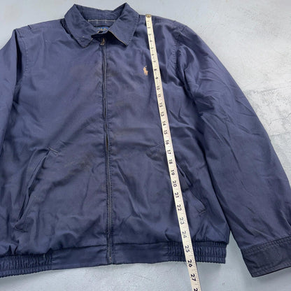 Polo Ralph Lauren Harrington Jacket Men M Solid Blue Striped Lined Y2K