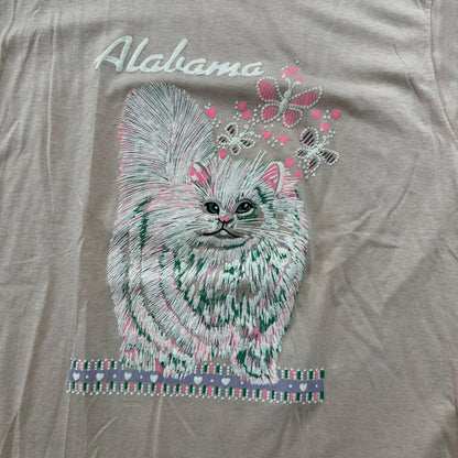Cute Cat Alabama VTG T Shirt Pink Single Stitch Pink Animals Band XL Nature