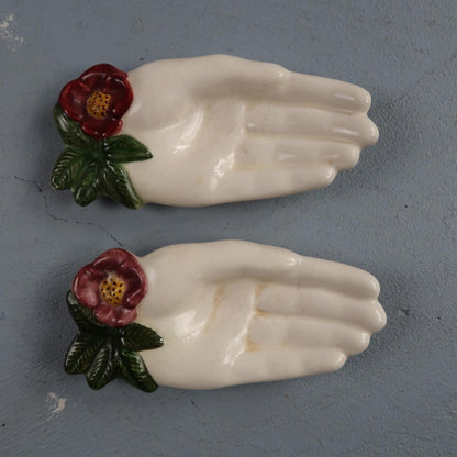 VTG 1958 Signed Glass Ring Jewelry Dish White Milk Glass Open Hand Flower Jacoma