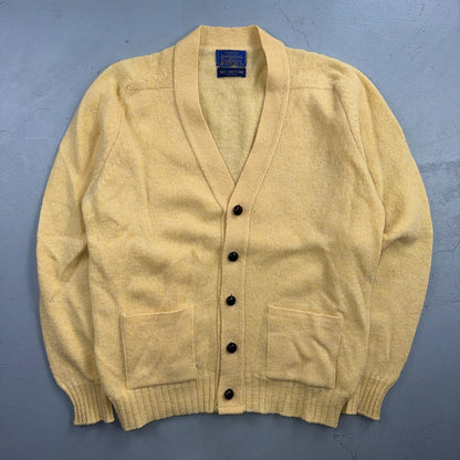 Pendleton VTG Mens Yellow Shetland Virgin Wool Button V Neck Cardigan Sweater 70