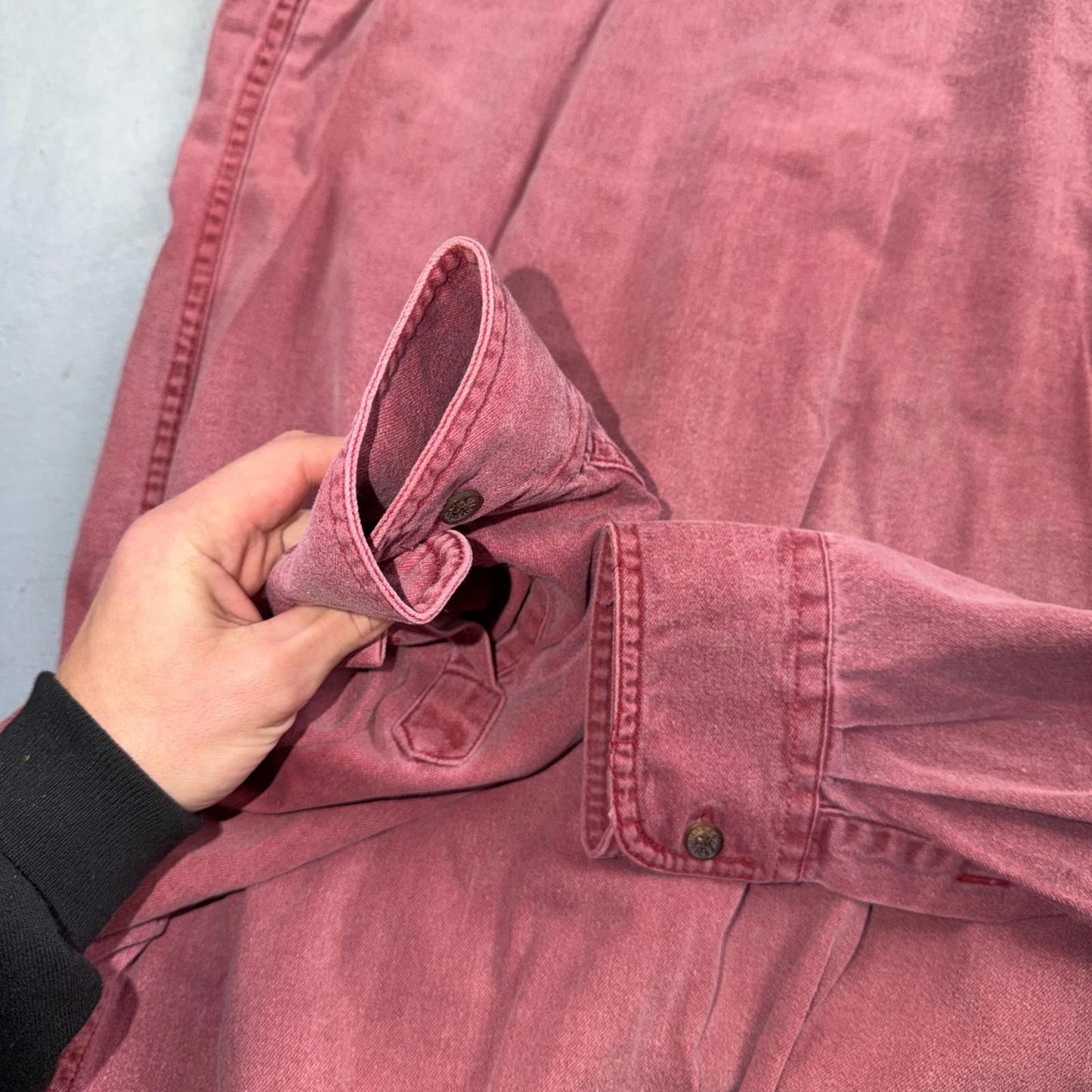 VTG Adirondack Savile Row Button Down Shirt Mens M Pink Long Sleeve Faded 90s