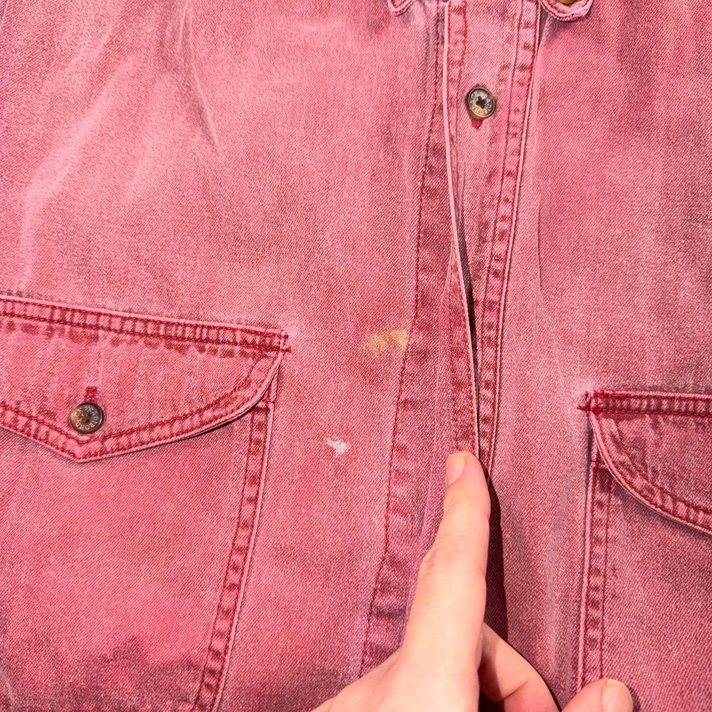 VTG Adirondack Savile Row Button Down Shirt Mens M Pink Long Sleeve Faded 90s