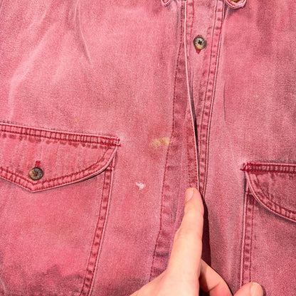 VTG Adirondack Savile Row Button Down Shirt Mens M Pink Long Sleeve Faded 90s