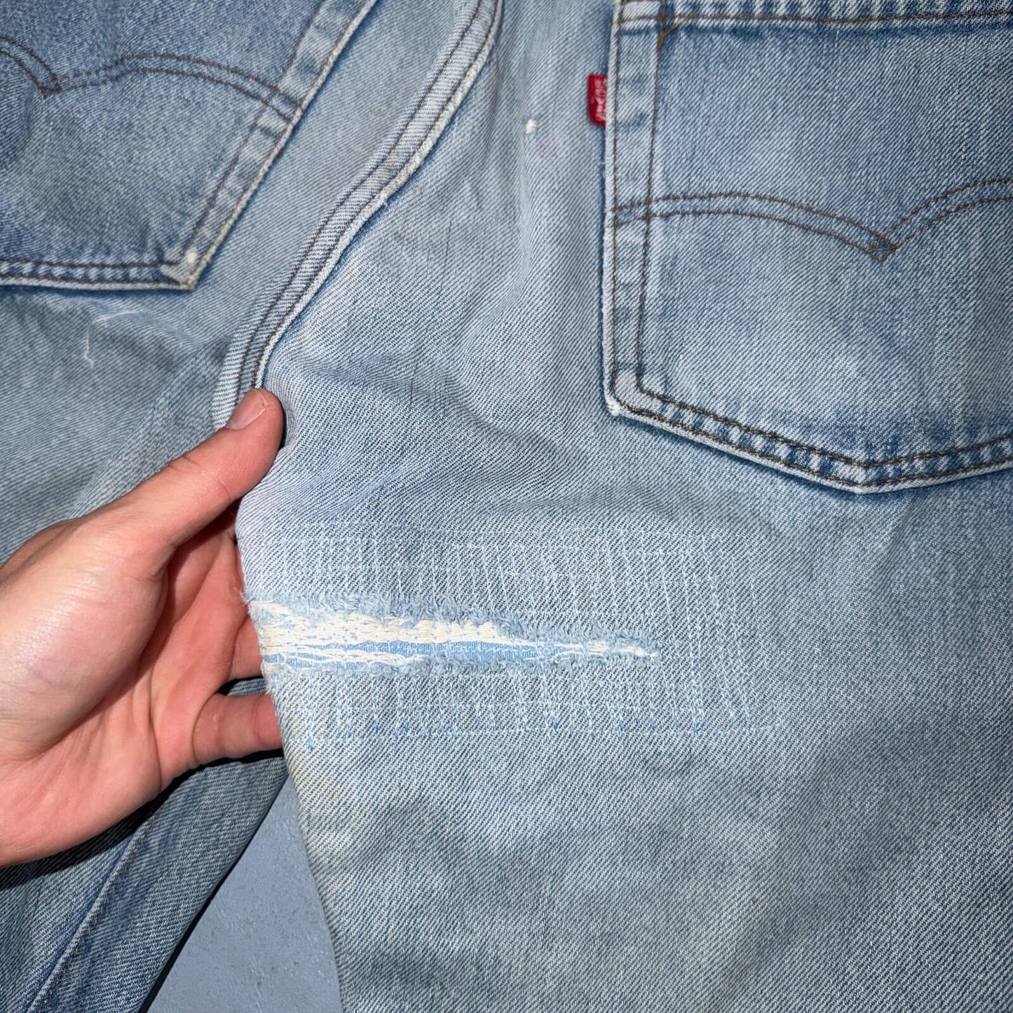 Levis 501 Vintage 80s Redline Selvedge USA XX Jeans Light Wash 35x32 Act 33x29