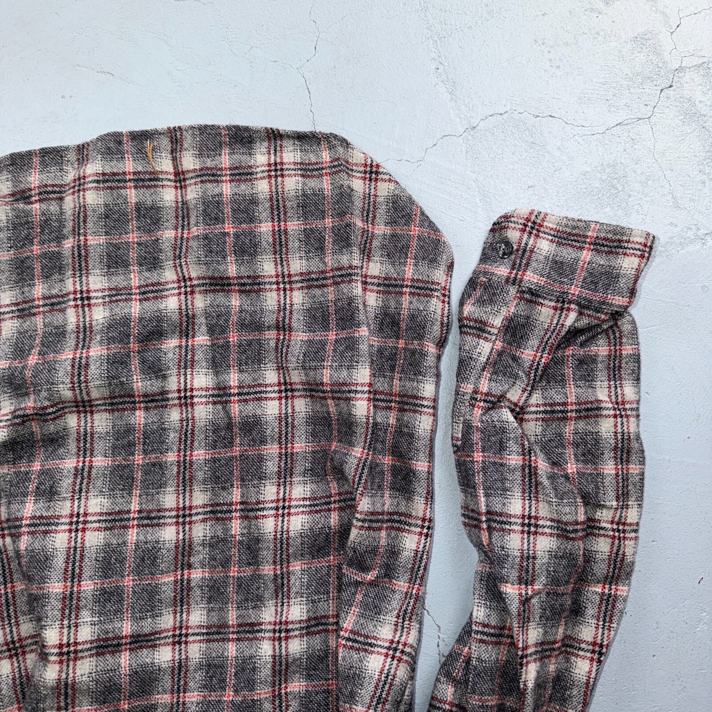 VTG 70s Pendleton Wool Flannel Shirt Jacket Gray Red Plaid USA Made M Rockabilly