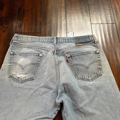 VTG 90s Levis 501 Button Fly 38x33 USA Tag Jeans Straight Wash Blue XX Act 34x28