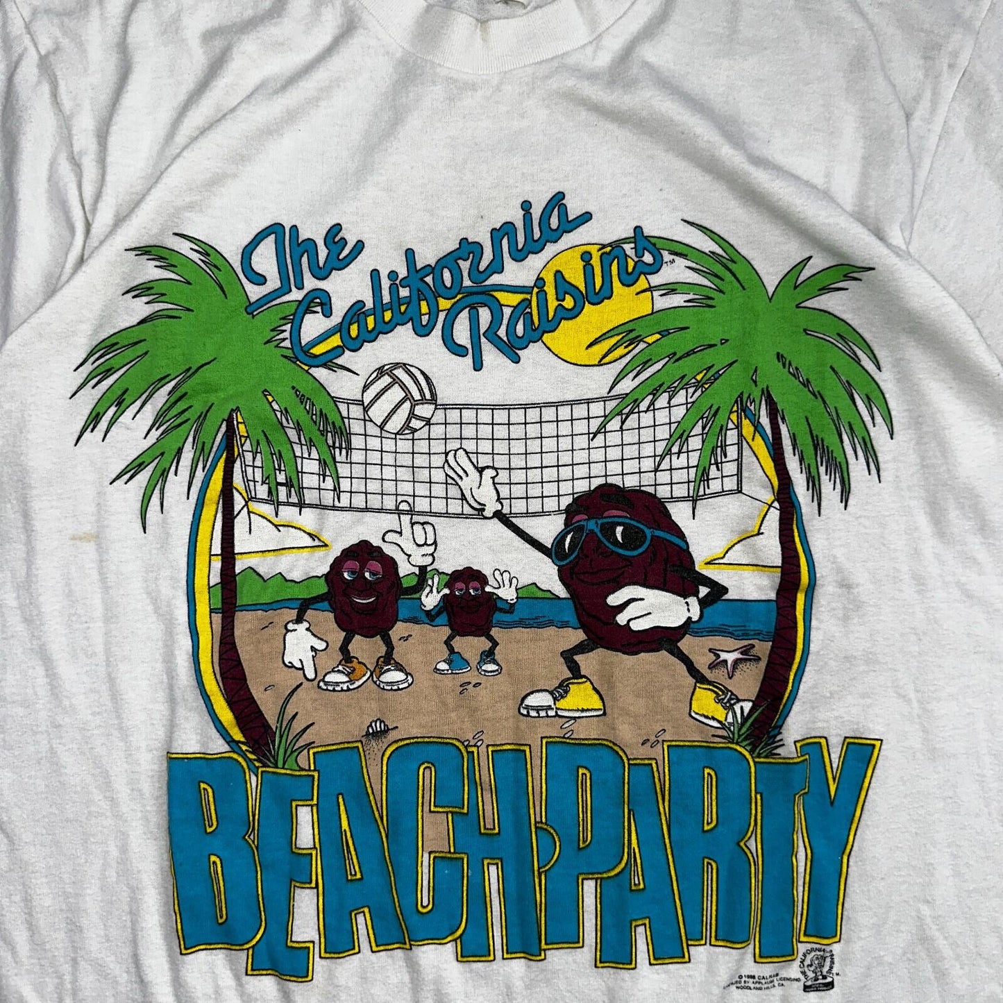 1988 The California Raisins VTG T Shirt Beach Party Volleyball Palm Trees 80s