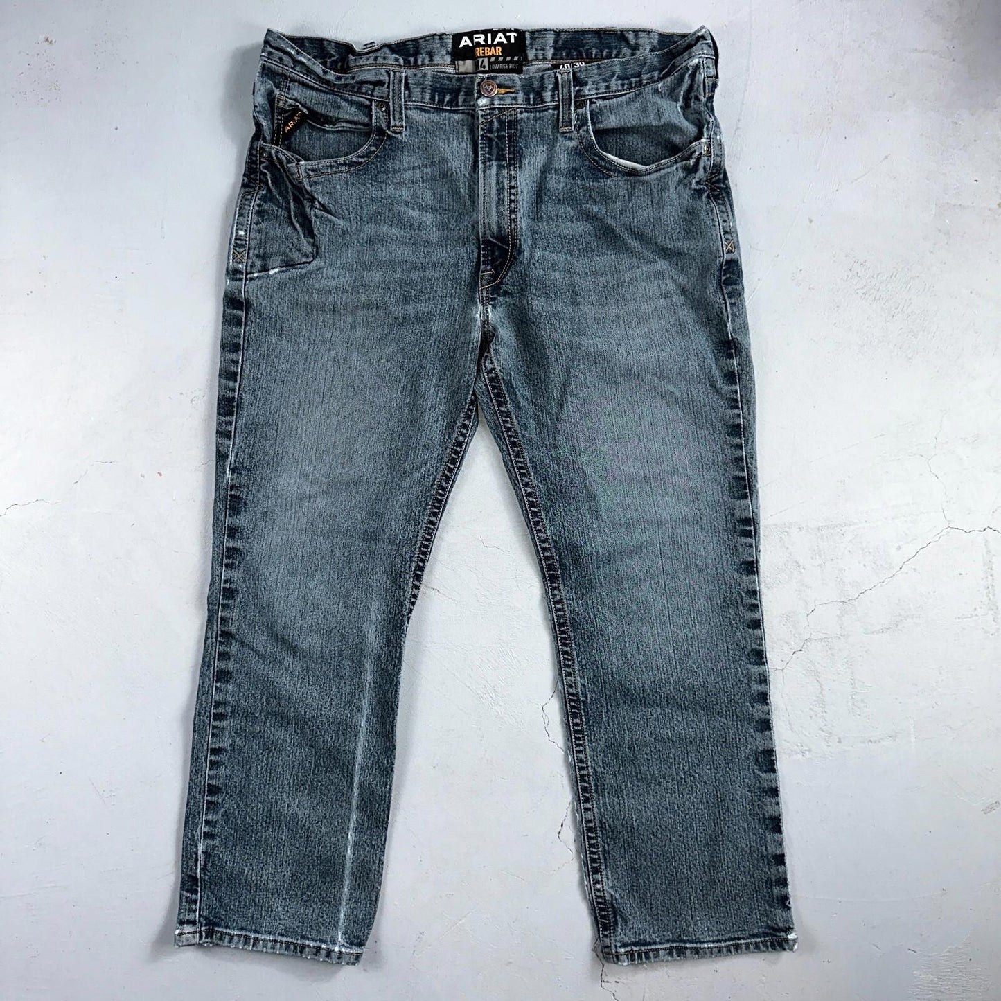 Ariat Rebar Jeans Men's 40x30 Blue M4 Low Rise DuraStretch Edge Boot Cut Western