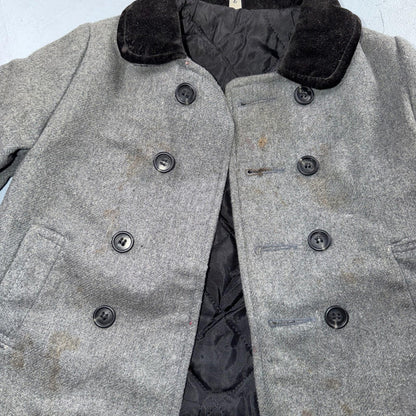 Union Made 1960s Double Breasted Coat Jacket Black Wool 2T Size 2 Toddler Hat