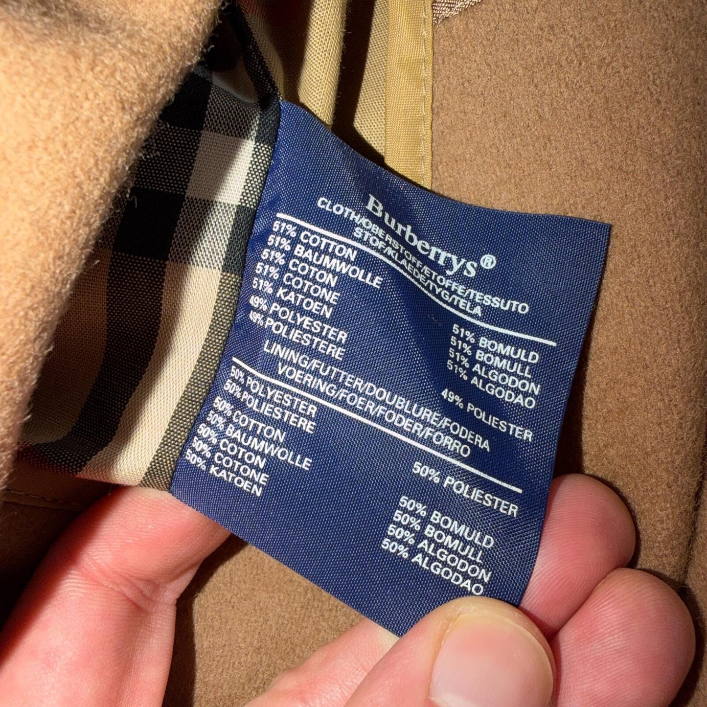 Burberry Mens 42L Trench Coat Jacket Camel Hair Double Breasted Wool Liner VTG
