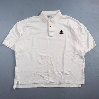 VTG Izod Polo USA Shirt Size L Mens White Short Sleeve Logo 100% Cotton RN 21008