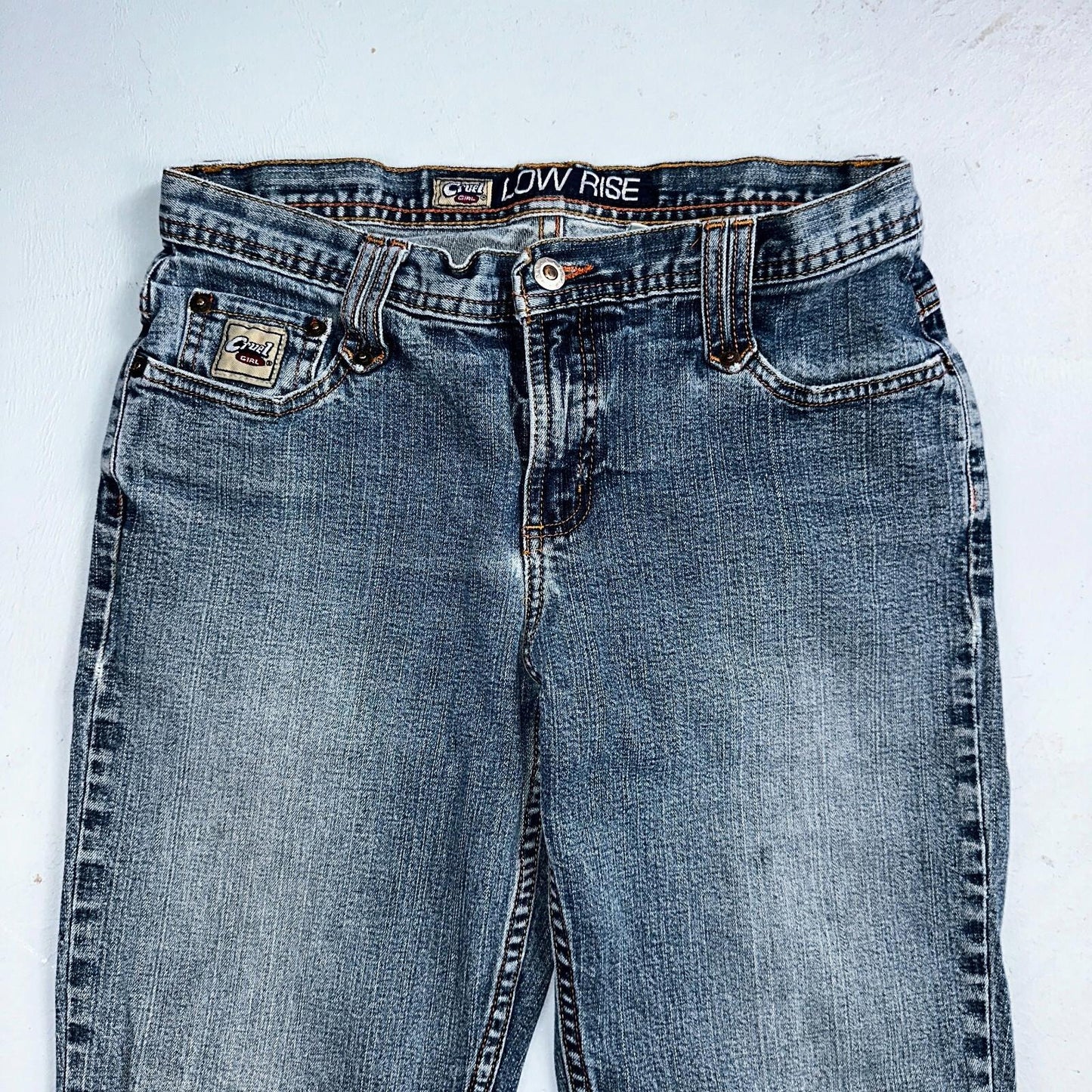 VINTAGE Cruel Girl Jeans Womens 9 Long Regular Low Rise Wide Leg Med Wash Denim