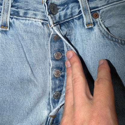 Levis 501 Vintage 90s USA XX Straight Leg Jeans Blue Light Wash 30x34 Act 29x32