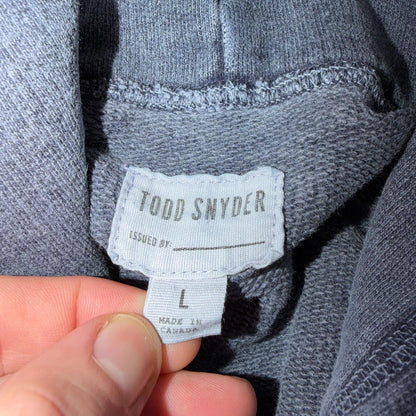 Todd Snyder Canada Hoodie L Blue Metal Popover Sweatshirt Distressed VTG Stlye