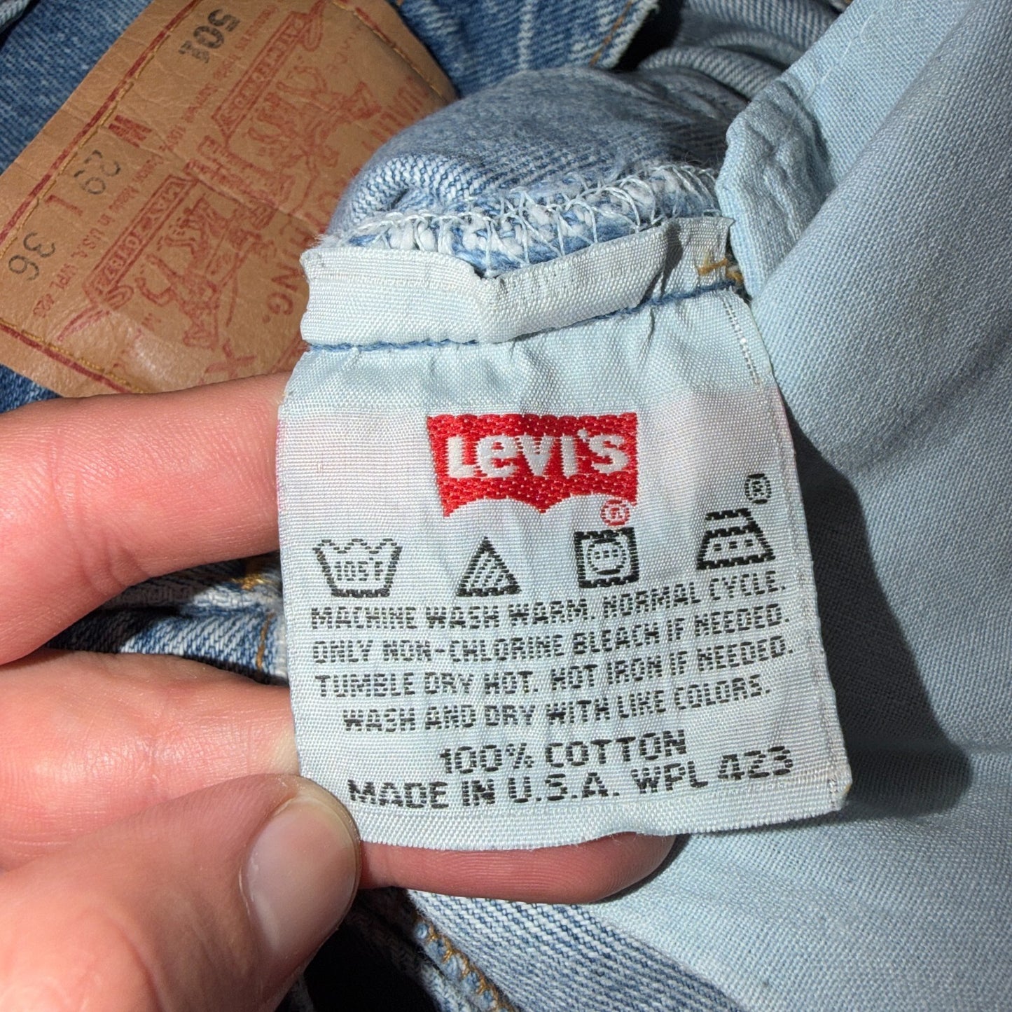 Levis 501 Vintage 90s USA XX Straight Leg Jeans Blue Light Wash 29x36 Act 27x28