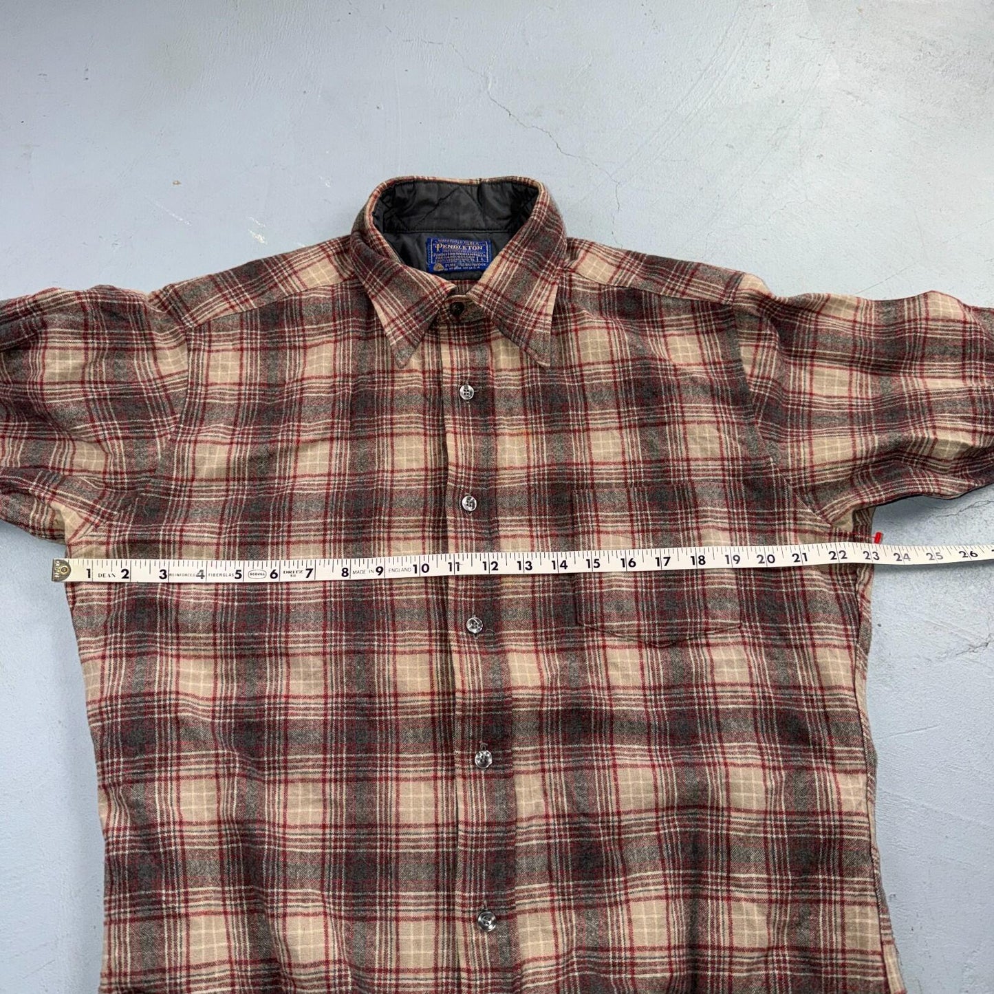 Pendleton Shirt L Red VTG Virgin Wool Preppy Fireside 60s 70s Outdoors Mens
