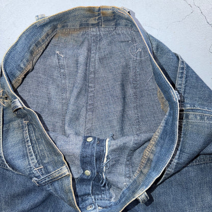 1940s WWII Navy Selvedge Denim Pants Seafarer Uniform Blue Jeans VTG 40s 30x28