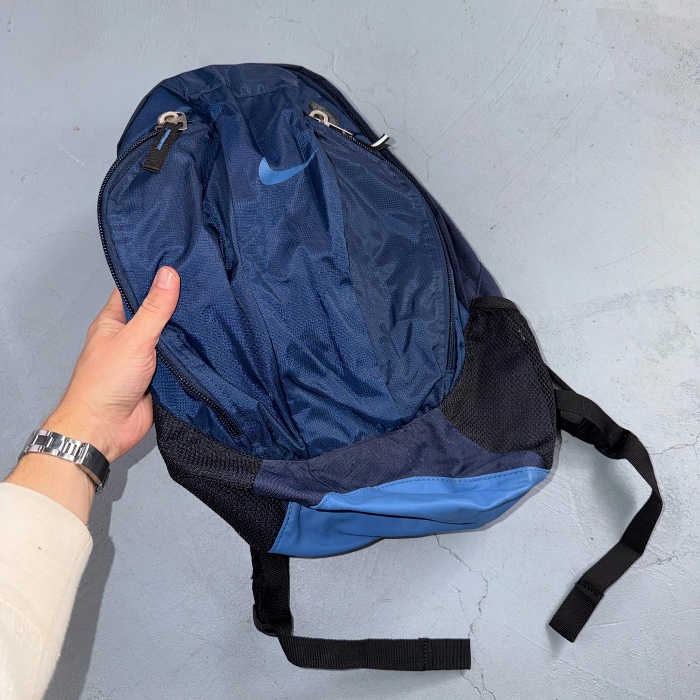 VTG Nike Backpack Blue Lots Of Pockets Gym Sports 90s Y2K Travel Carry On
