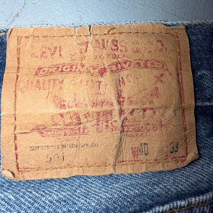 Levis 501 Vintage 80s USA XX Straight Leg Jeans Blue Light Wash 40x33 Act 38x29