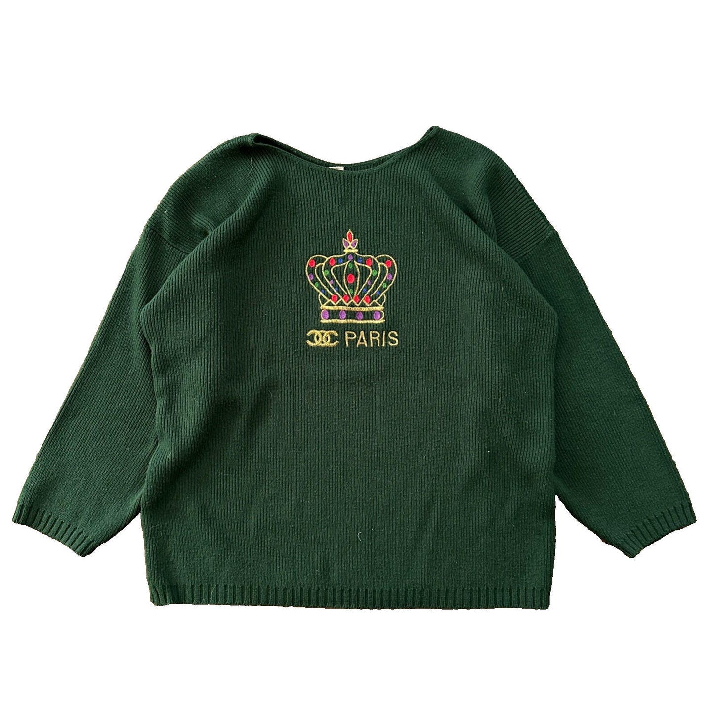VTG 1960s Paris Women’s Green Sweater Rockabilly Sportswear Designer 60s 70s