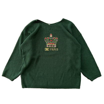 VTG 1960s Paris Women’s Green Sweater Rockabilly Sportswear Designer 60s 70s