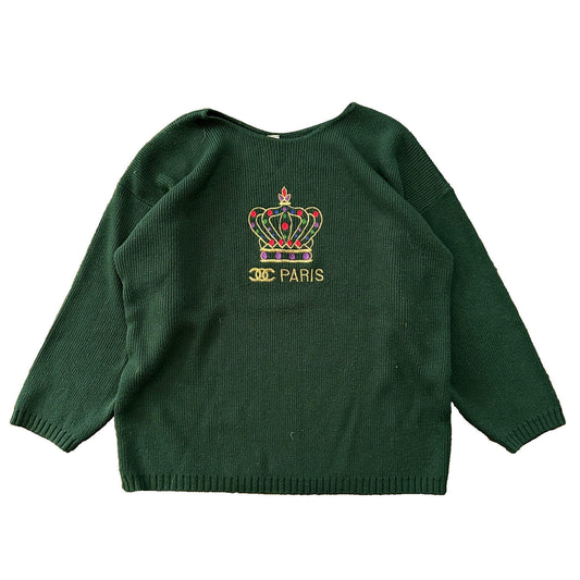 VTG 1960s Paris Women’s Green Sweater Rockabilly Sportswear Designer 60s 70s