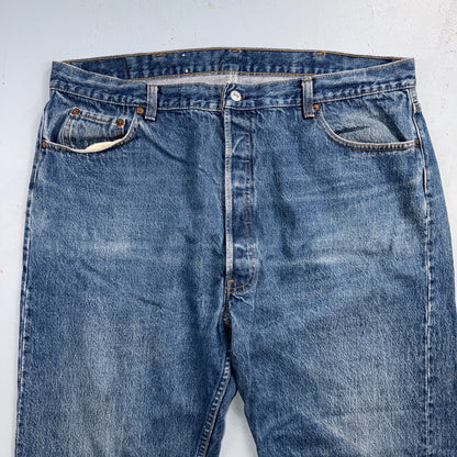 Levis 501 Vintage 80s USA XX Straight Leg Jeans Blue Med Wash 44x32 Act 39x28