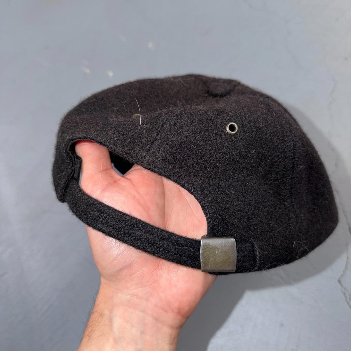 GAP Wool USA VTG Hat Baseball Cap Snapback Black Damaged Brim Cool Basic Blank