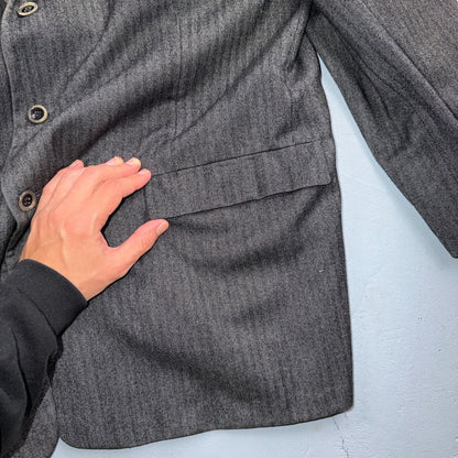 VTG Mens 2 PC Suit 46 Jacket Coat Pants Gray Rockabilly 60s 1960s HBT Drop Loop