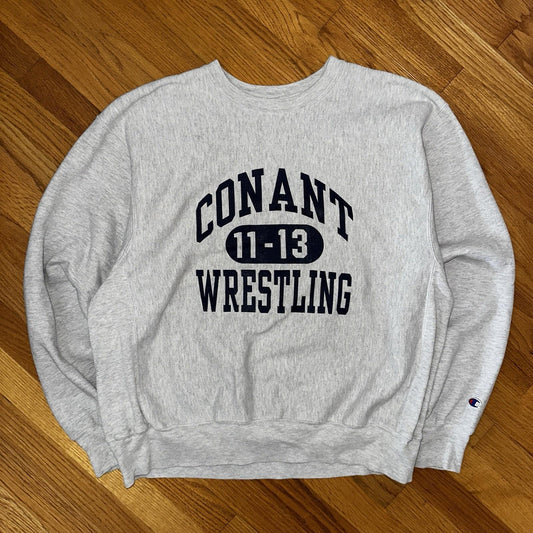 Champion Reverse Weave Vintage Wrestling Conant Sweatshirt L Y2K Gray Crewneck