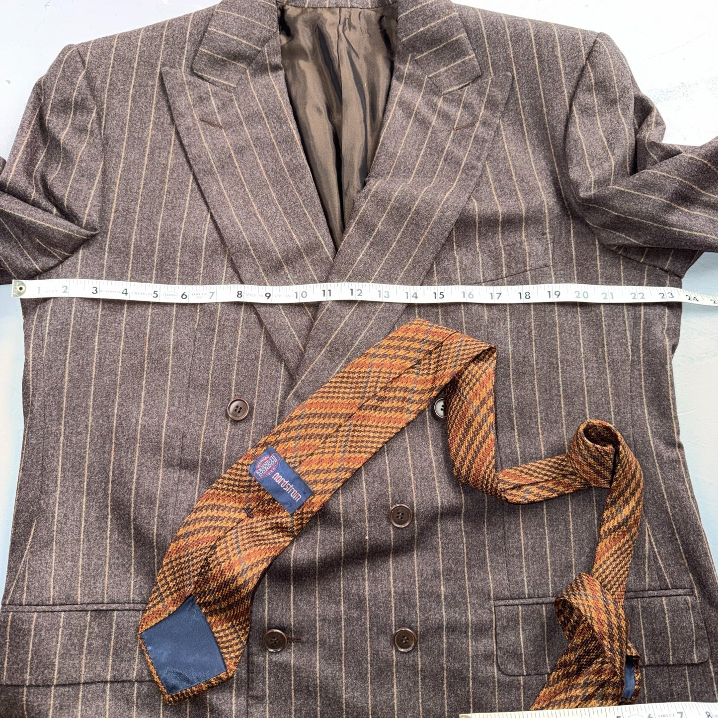 VTG Mens 2 PC Suit 56 Jacket Coat Pants Double Breasted Wool Italy 90s Luciano