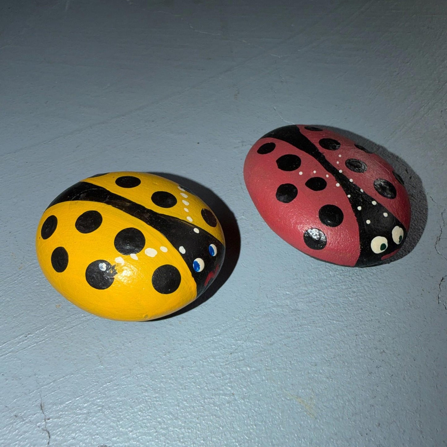 Hand Painted Rock Stone Art Inspirational Lady Bug Bugs Spring Funny Cute VTG