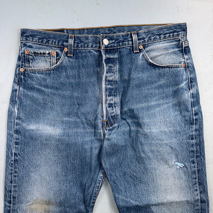 Levis 501 Vintage 90s USA XX Straight Leg Jeans Blue Light Wash 38x31 Act 36x27