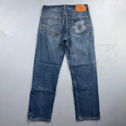 Levis 501 Vintage 90s USA XX Straight Leg Jeans Blue Light Wash 34x33 Act 31x28
