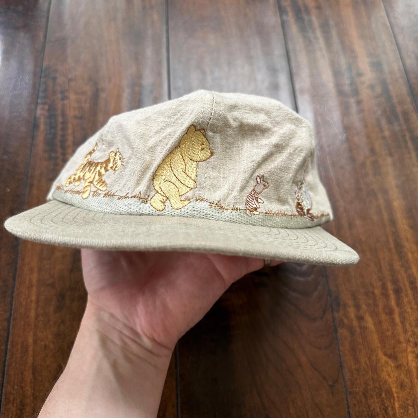 Disney Winnie Pooh and Friends Piglet VTG Hat Cap Snapback 90s USA Beige