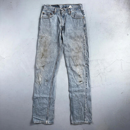 Levis 505 Vintage 90s Columbia Straight Leg Jeans Blue Light Wash 30x34 Ac 28x33