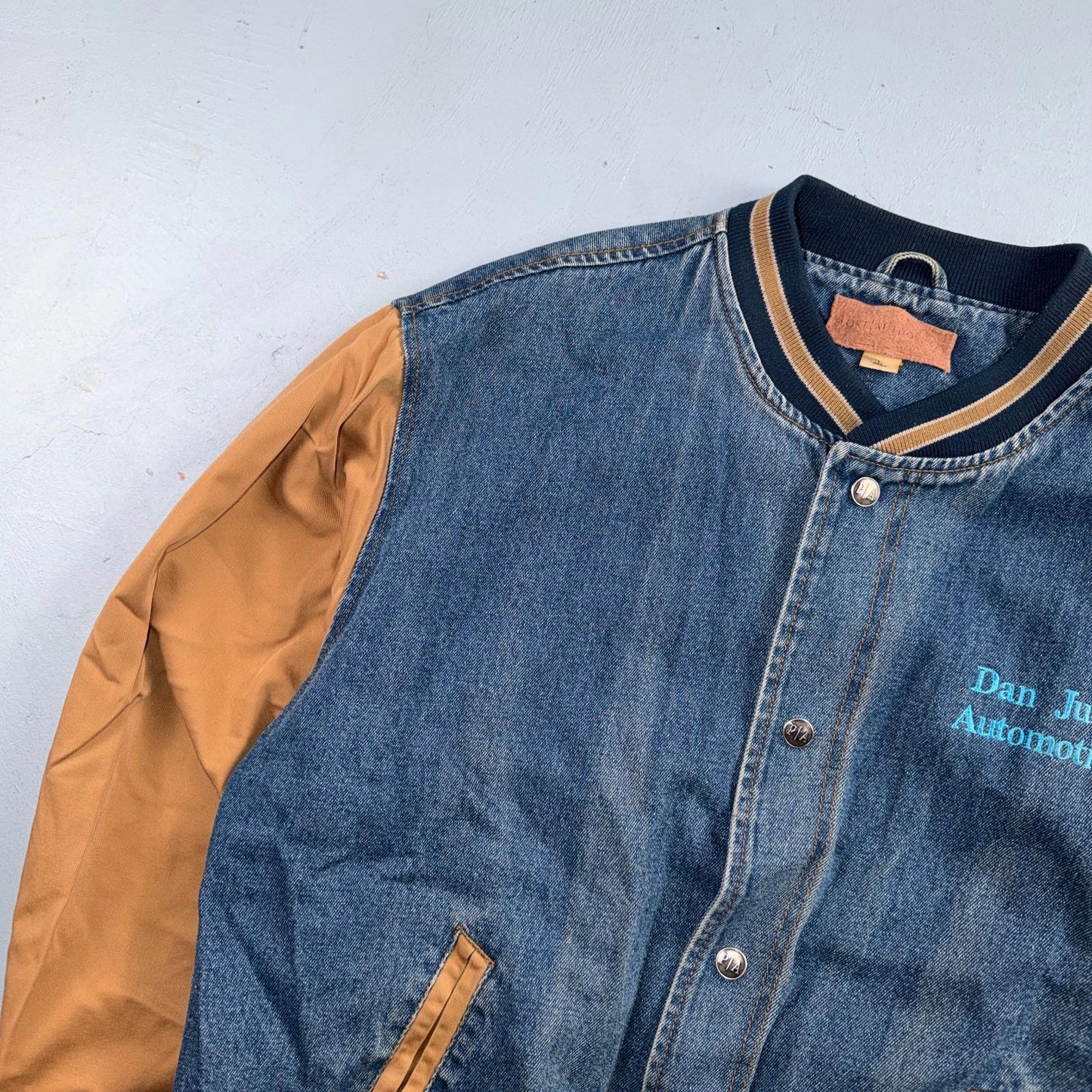 Summer Nights 2007 Vintage Denim Varsity Jacket Y2K Dan Judy Salem Auto Club