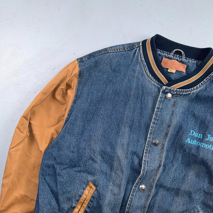 Summer Nights 2007 Vintage Denim Varsity Jacket Y2K Dan Judy Salem Auto Club