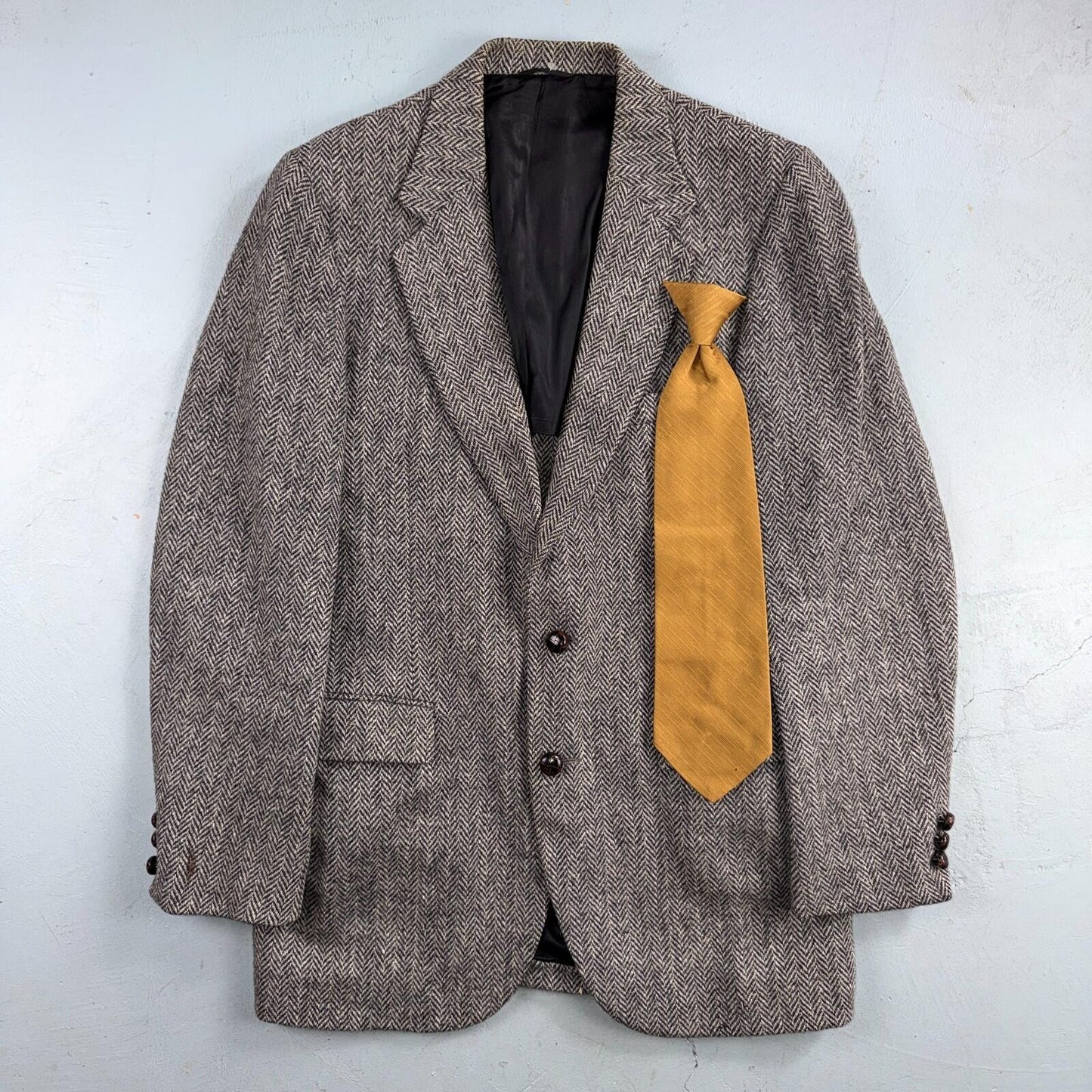 Harris Tweed Stafford Vintage 40 Blazer Gray Herringbone Wool Sport Coat USA