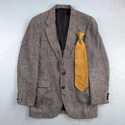 Harris Tweed Stafford Vintage 40 Blazer Gray Herringbone Wool Sport Coat USA