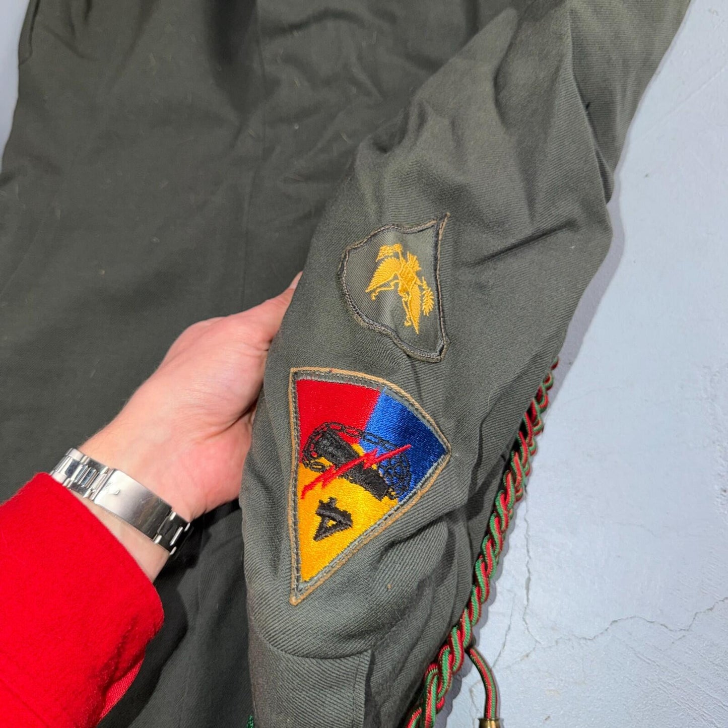 US Army Korean War Officer Suit 1950s Armored Hell Wheels Patch 37R VTG Jacket