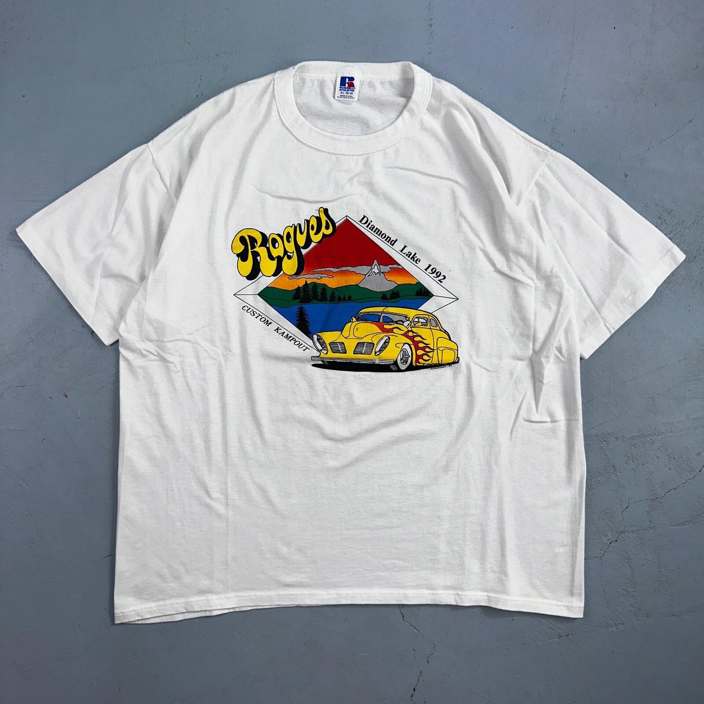 Diamond Lake Rogues Hot Rod VTG T Shirt USA Russell Athletic Cars Kampout Art Te