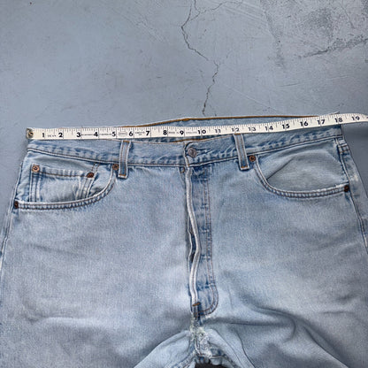 Levis 501 Vintage 90s USA XX Straight Leg Jeans Blue Light Wash 38x32 Act 36x30