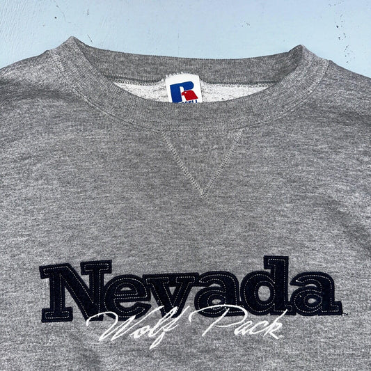 Russell Athletic Sweatshirt XL Nevada VTG Crewneck Wolf Pack Sweat Gray Sports