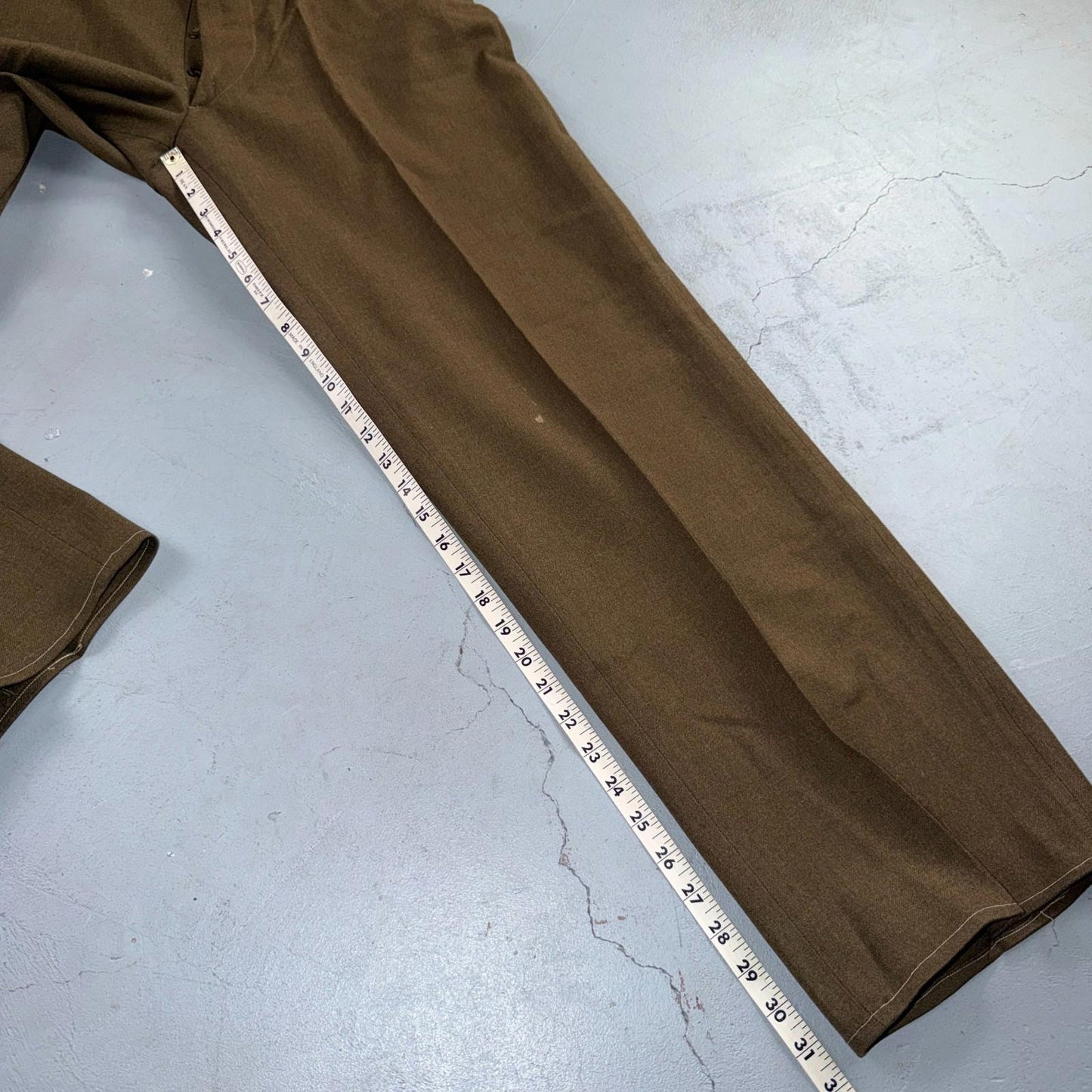 Vintage Military Pants Trousers Medium Regular 50s 40s Brown Wool Mens 30x31