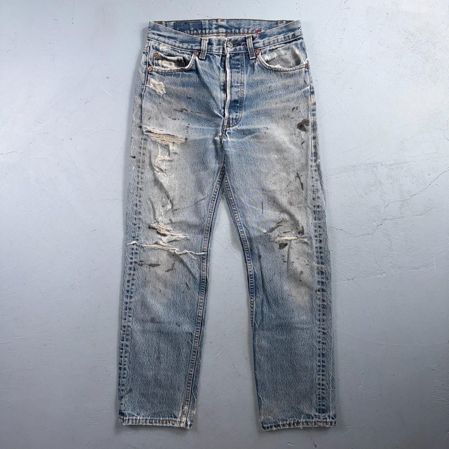 Levis 501 Vintage 90s USA XX Straight Leg Jeans Blue Light Wash 29x32 Act 28x28