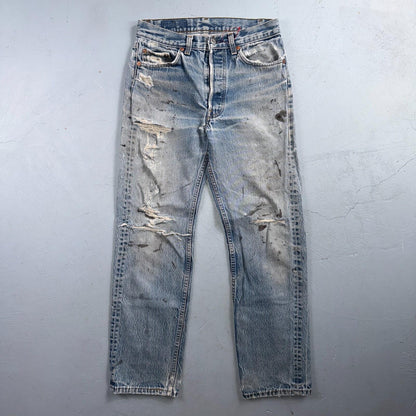 Levis 501 Vintage 90s USA XX Straight Leg Jeans Blue Light Wash 29x32 Act 28x28