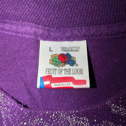 VTG 90s Grass Valley Group Wolf Moon Nature Art T Shirt Purple Fruit Of The Loom