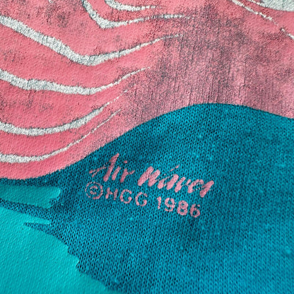 Flordia Clearwater Beach 90s USA Vintage T Shirt Blue Shell Pink Cute Palm Tree