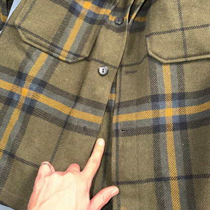 VTG Pendleton Mens Mackinaw Cruiser Wool Coat M Brown Plaid Field Jacket 70s